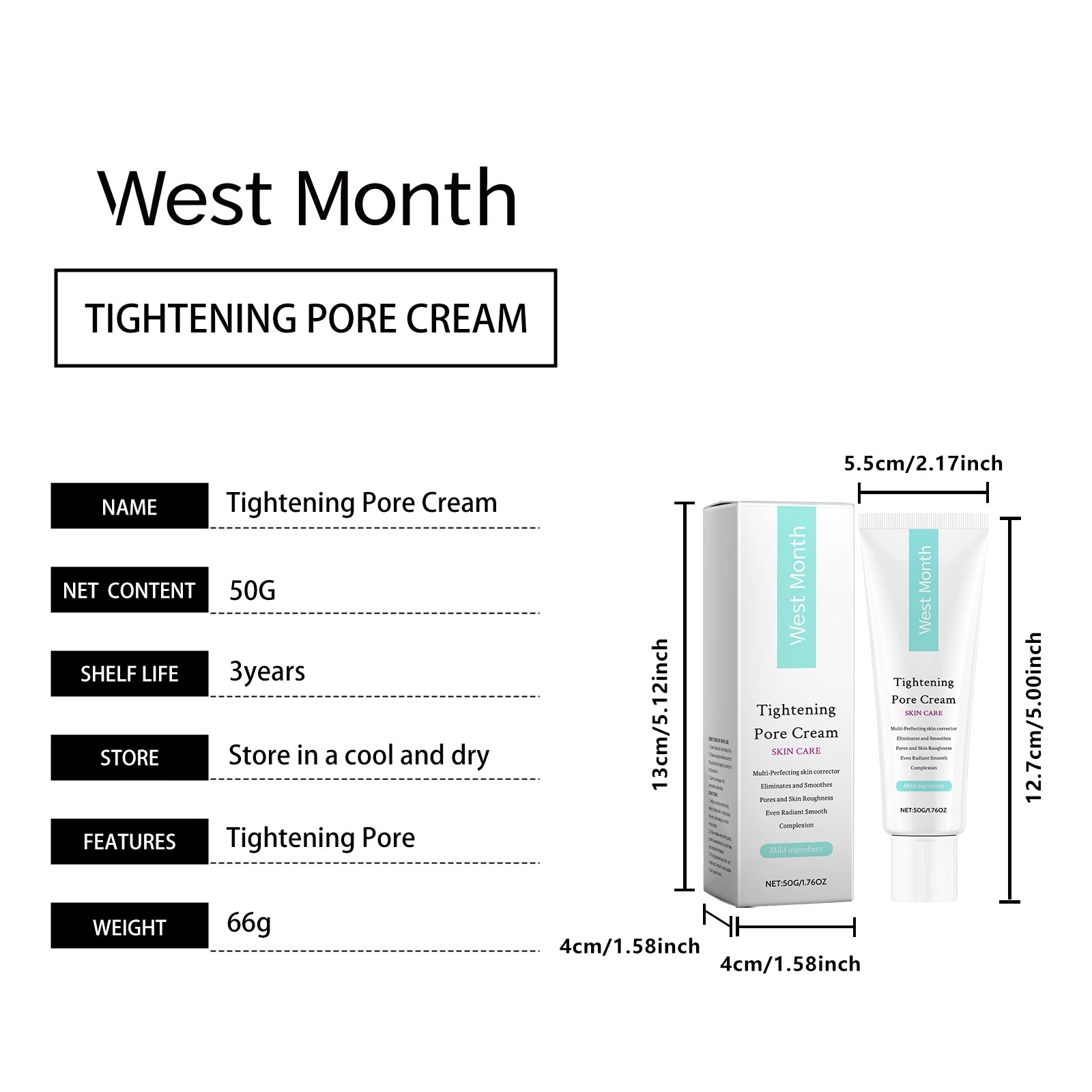 West&Month Pore Tightening Cream 50g – Oil Control & Brightening