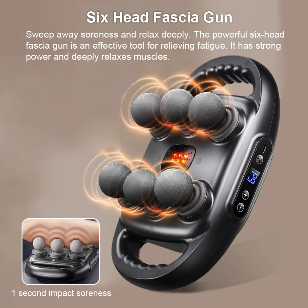 Fascia Gun Muscle Massager – 6-Head Professional Body Massager