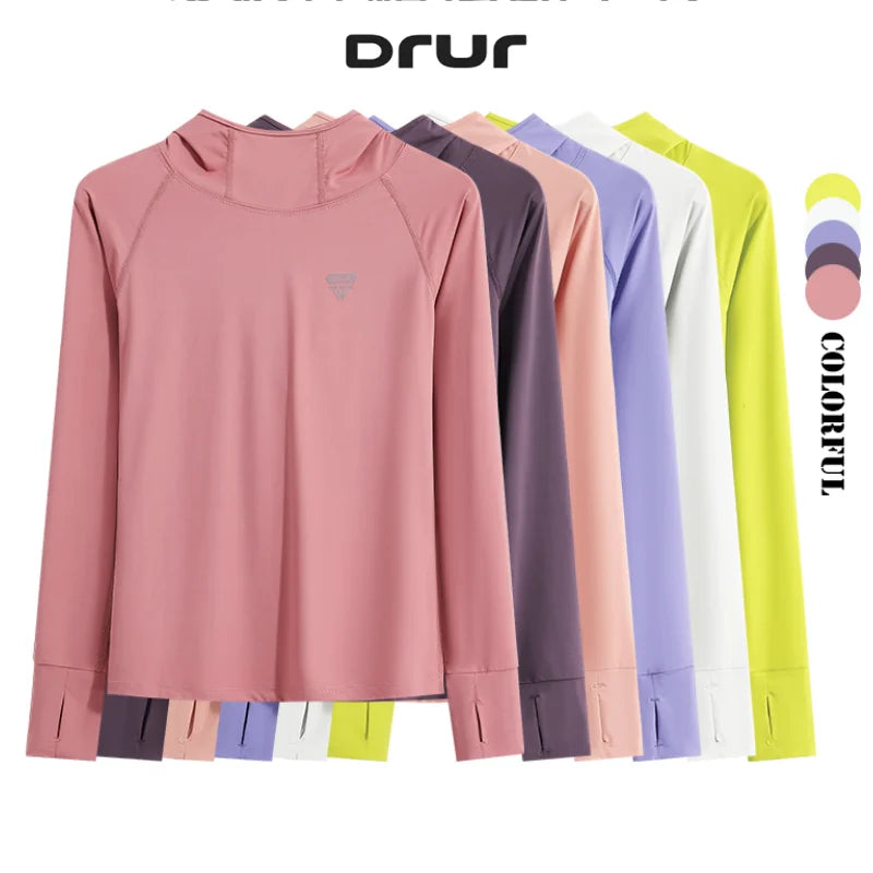 DRUR Women’s Yoga Hoodie – Lightweight Long-Sleeve Fitness Top