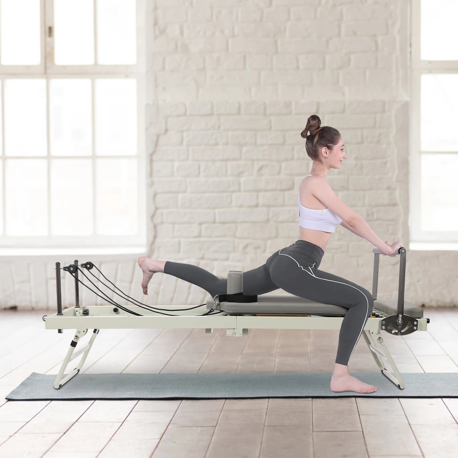 Foldable Pilates Reformer – Steel Yoga Fitness Machine, 197×57×72.5cm