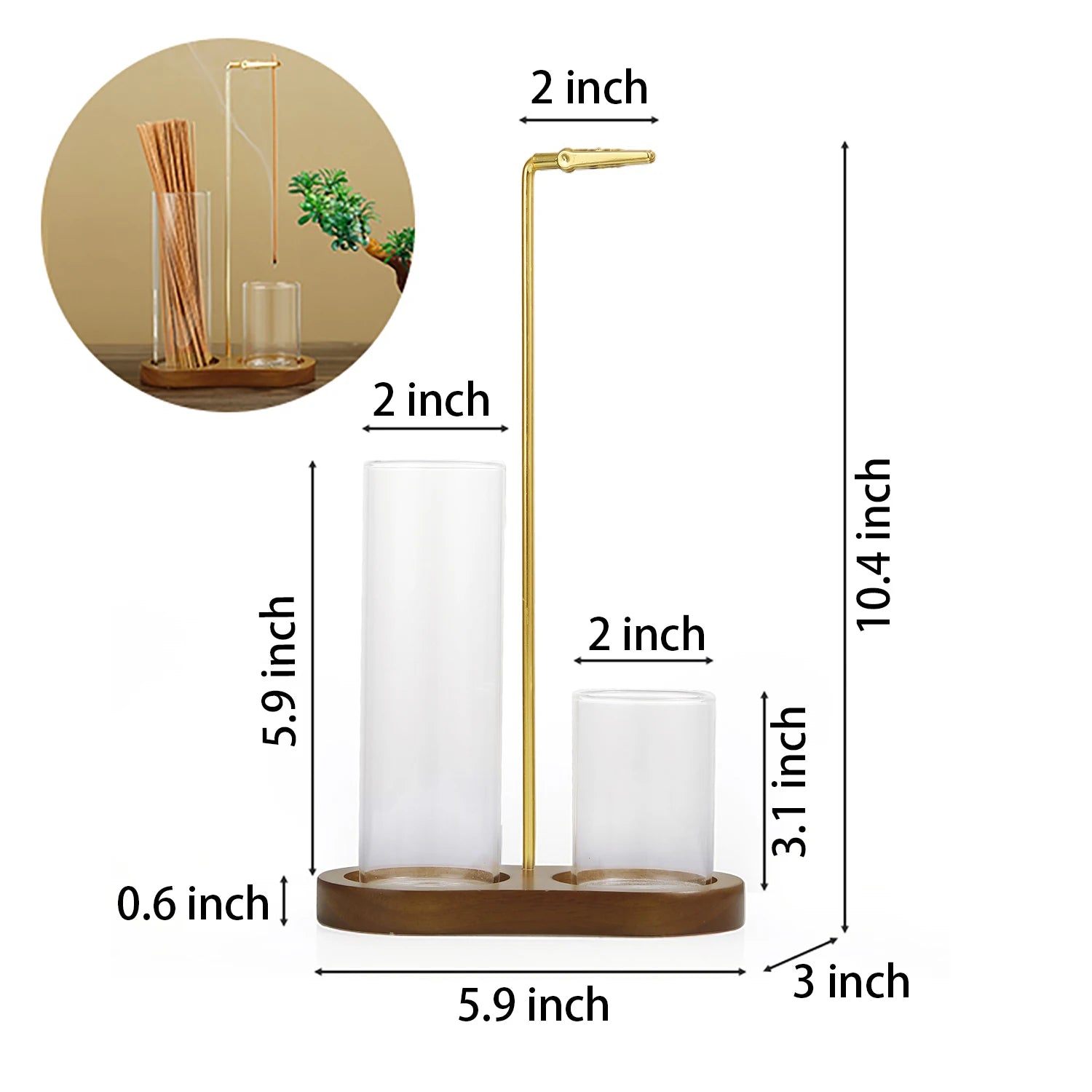 2-in-1 Incense Holder – Anti-Ash Burner with Glass Catcher & Organizer