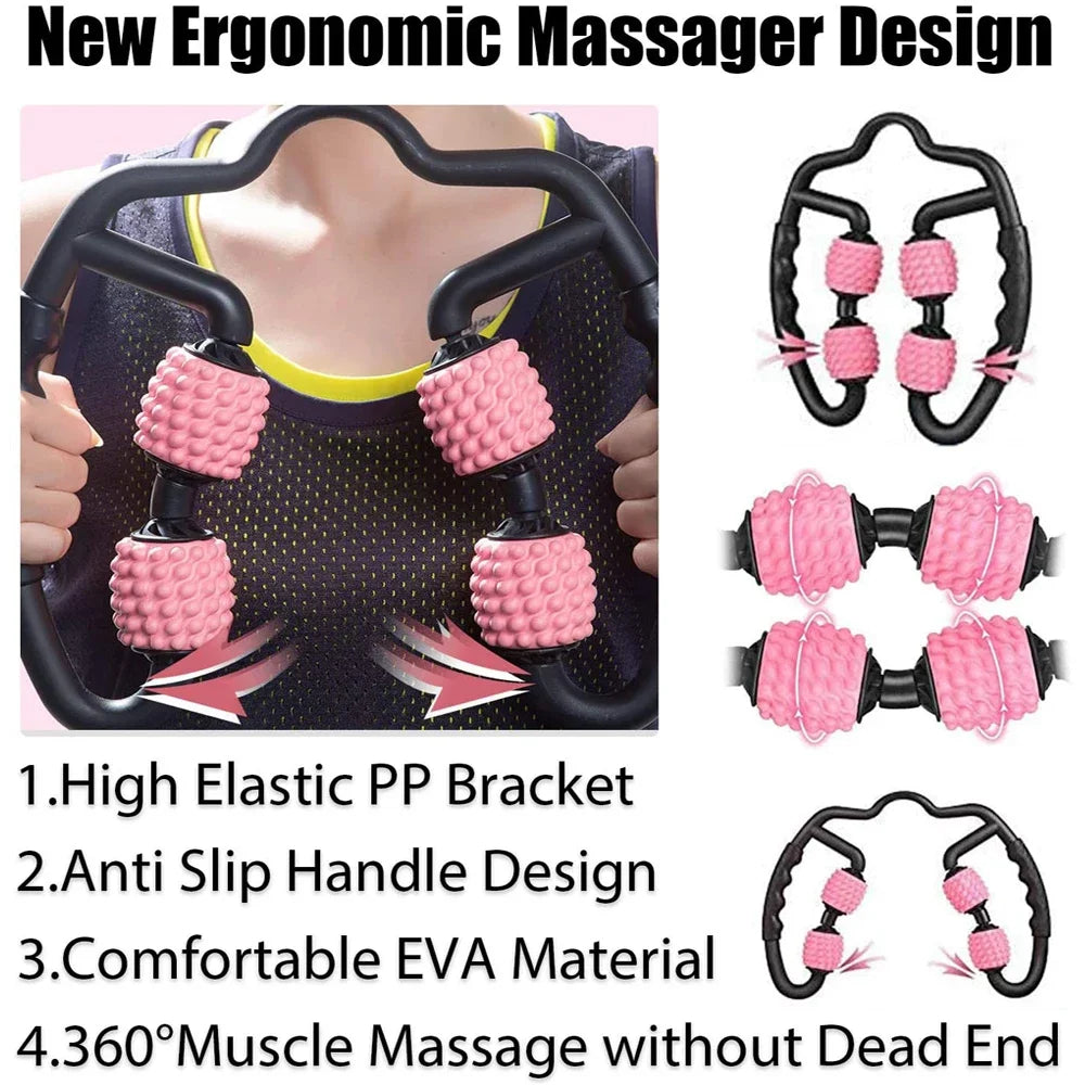 4-Wheel Foam Roller – Deep Tissue Muscle Massager 360°