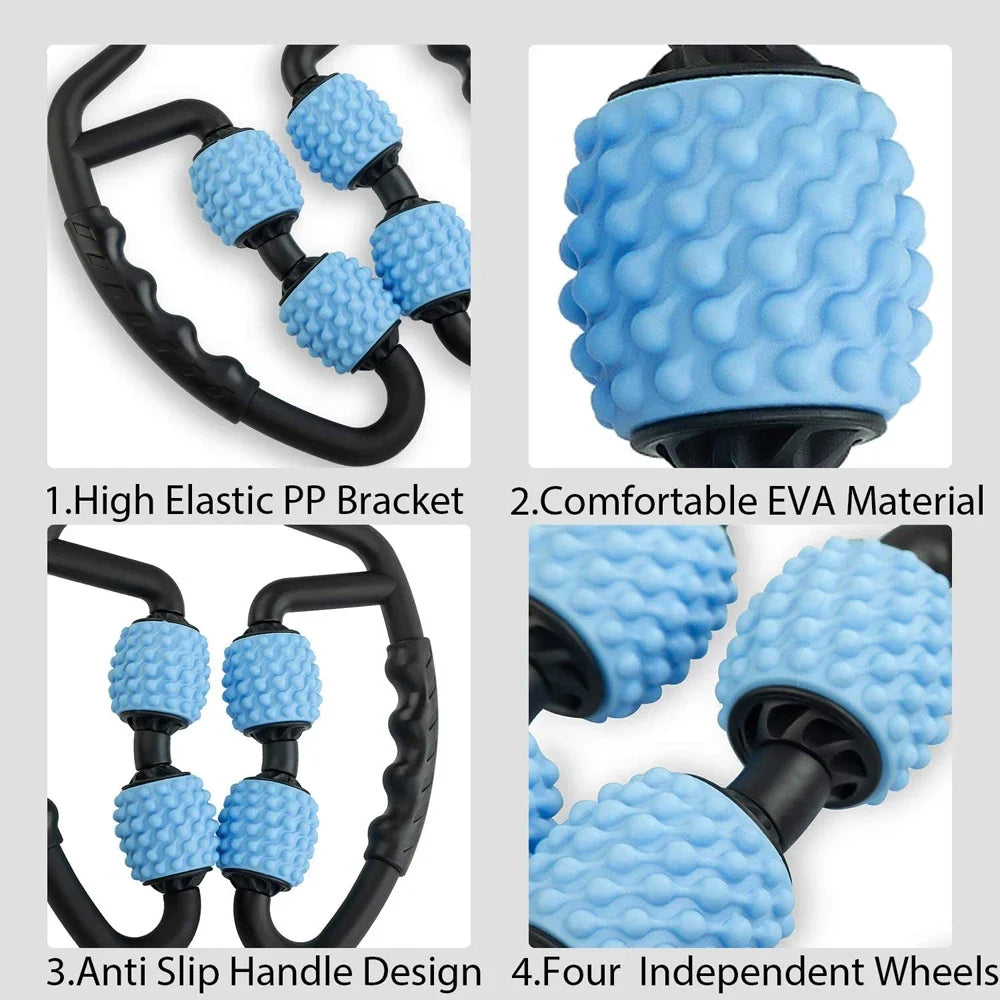 4-Wheel Foam Roller – Deep Tissue Muscle Massager 360°