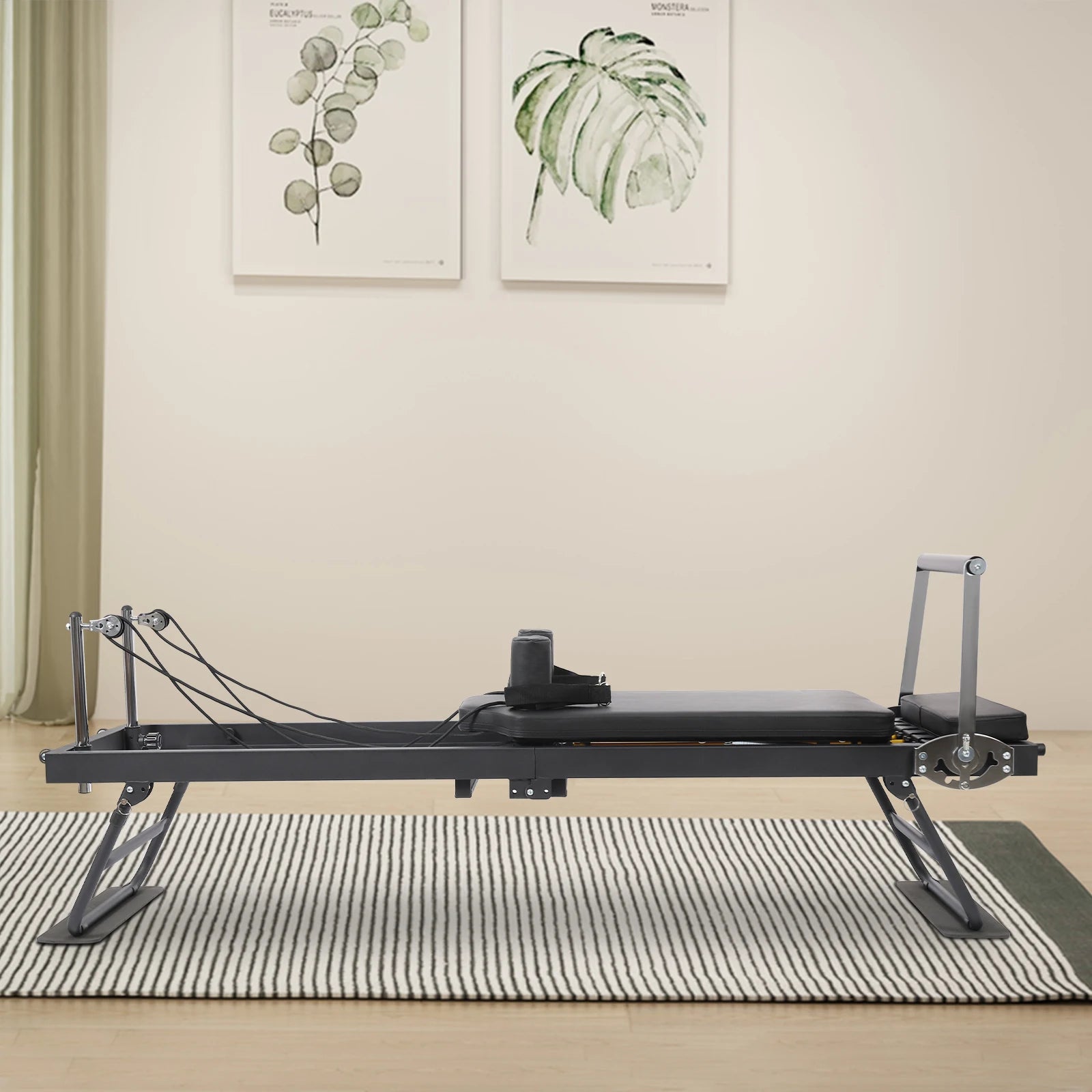 Foldable Pilates Reformer – Steel Yoga Fitness Machine, 197×57×72.5cm
