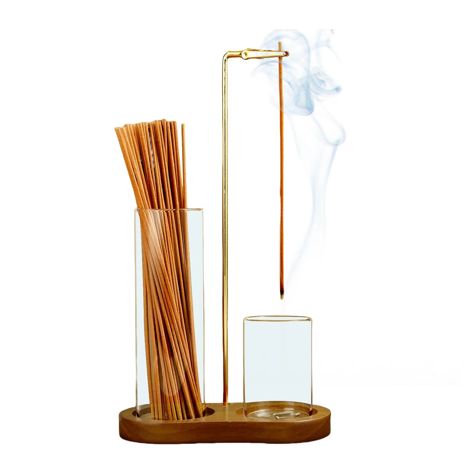 2-in-1 Incense Holder – Anti-Ash Burner with Glass Catcher & Organizer