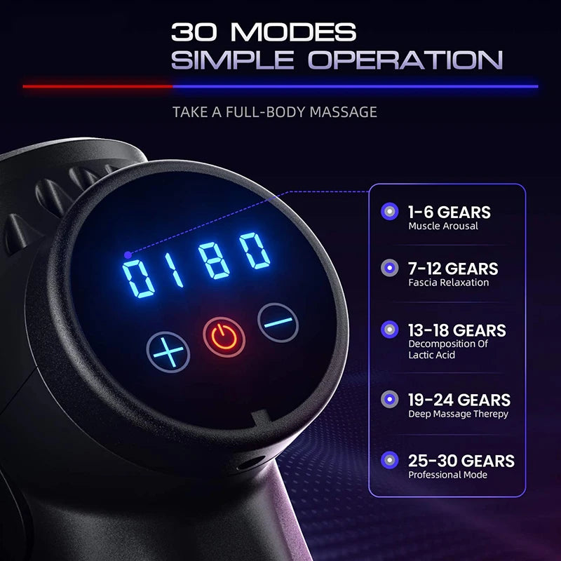 Deep Muscle Massage Gun – Electric Percussion Massager 30 Levels