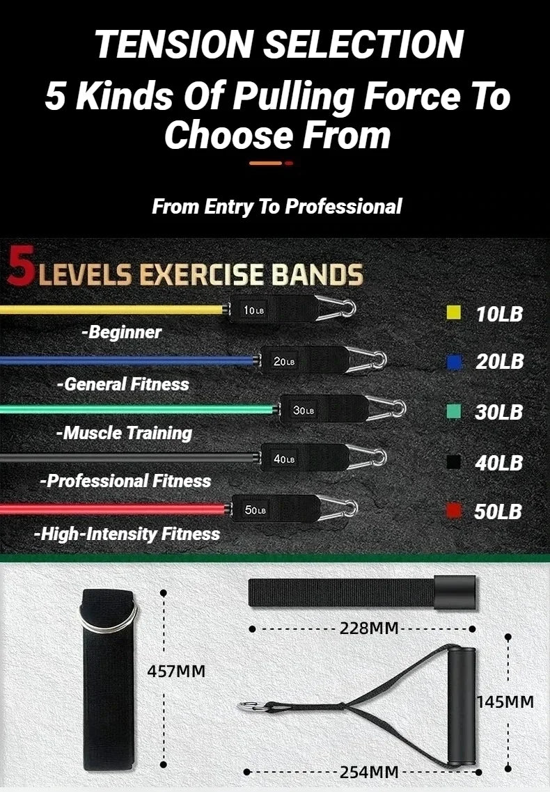 11pcs Resistance Bands Set – Portable Fitness Equipment