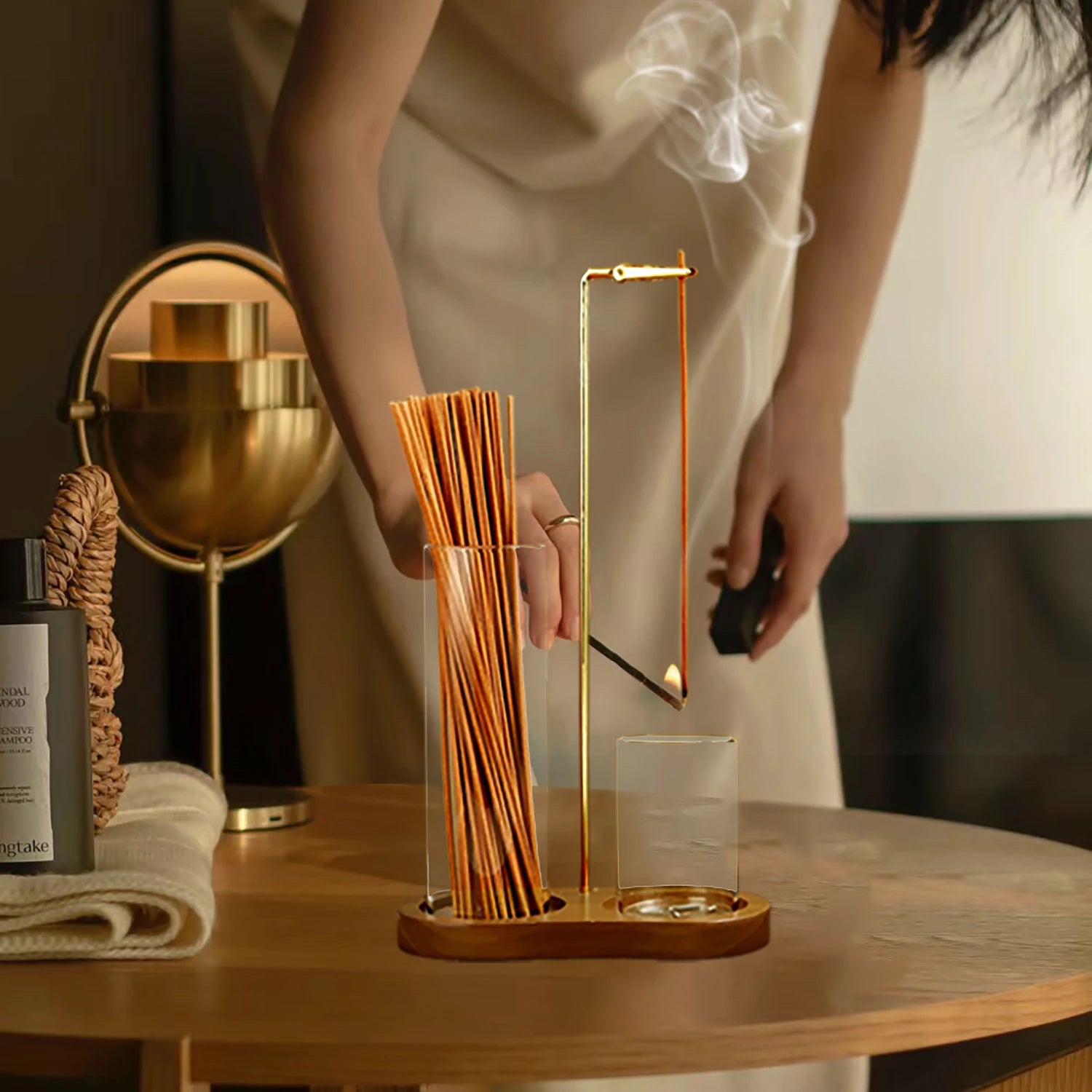 2-in-1 Incense Holder – Anti-Ash Burner with Glass Catcher & Organizer