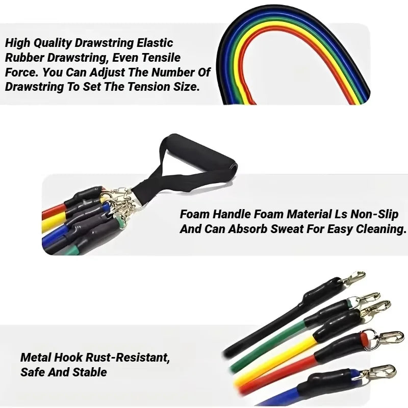 11pcs Resistance Bands Set – Portable Fitness Equipment