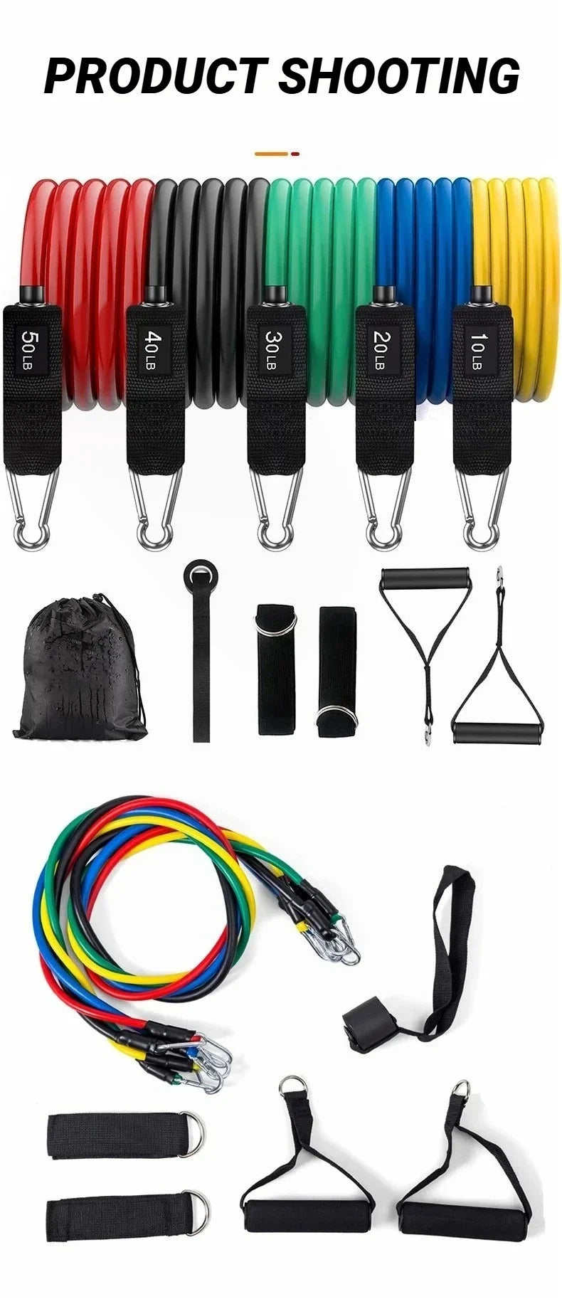 11pcs Resistance Bands Set – Portable Fitness Equipment