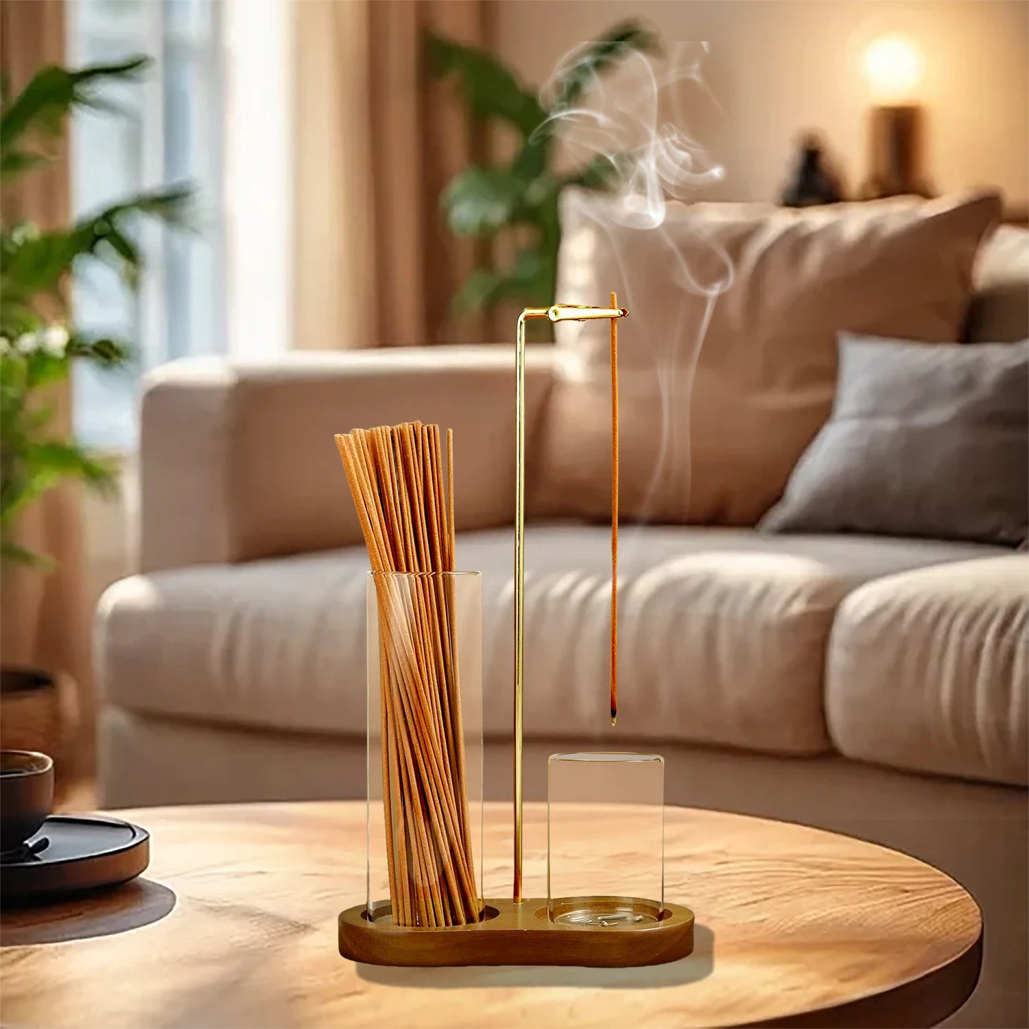 2-in-1 Incense Holder – Anti-Ash Burner with Glass Catcher & Organizer