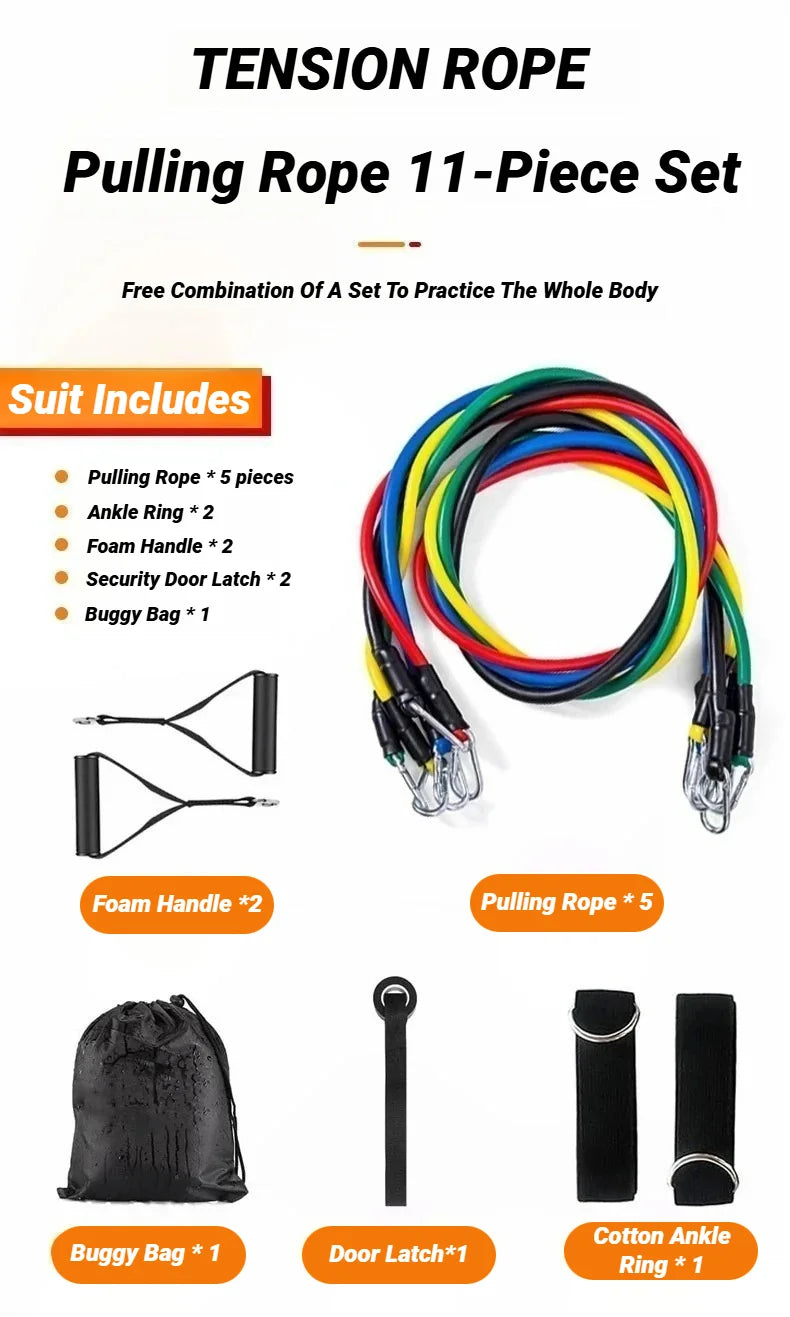 11pcs Resistance Bands Set – Portable Fitness Equipment