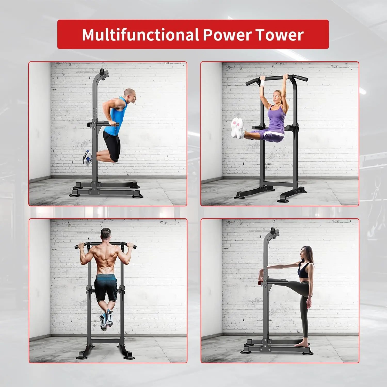 Adjustable Power Tower – Pull-Up & Dip Station, 330lbs Capacity