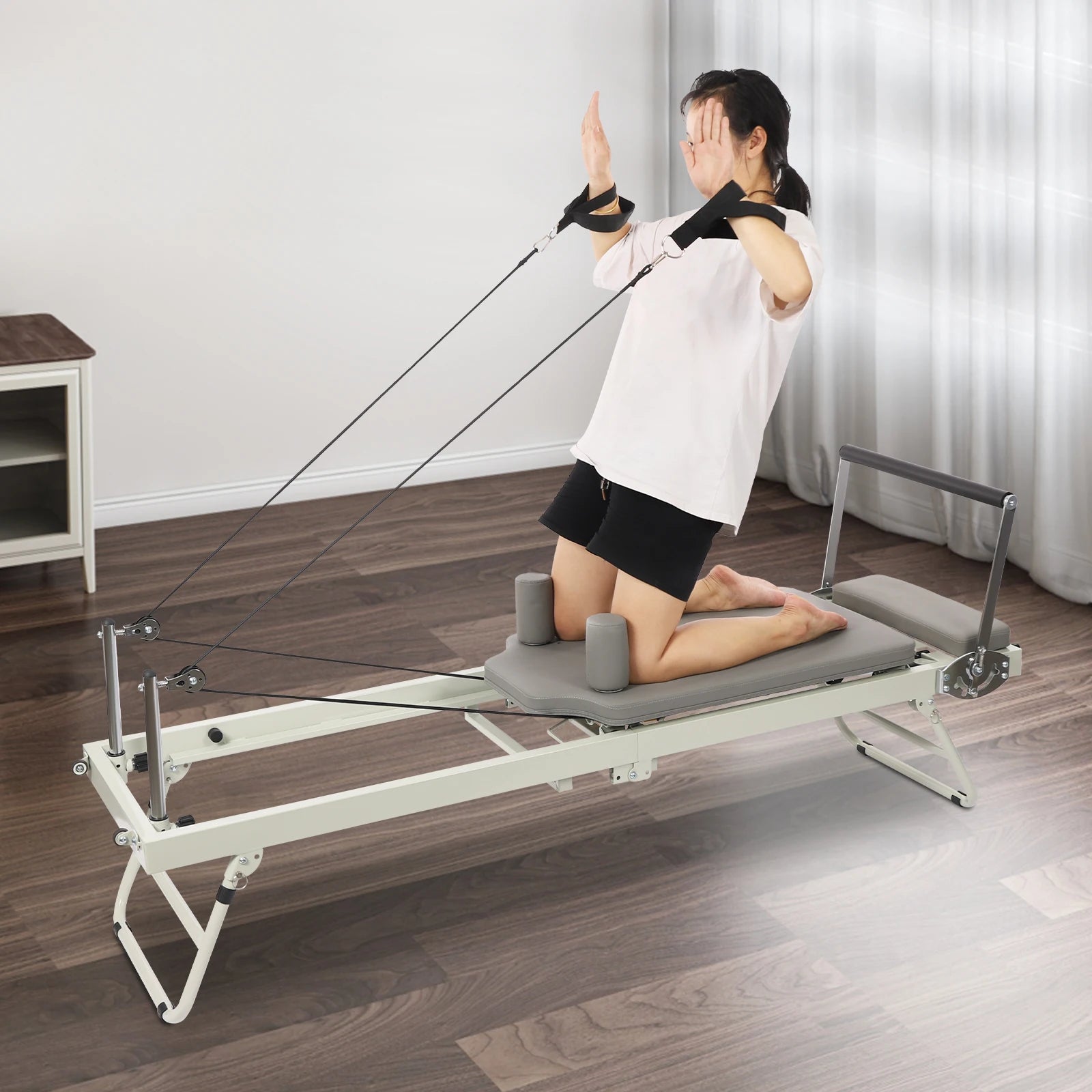 Foldable Pilates Reformer – Steel Yoga Fitness Machine, 197×57×72.5cm