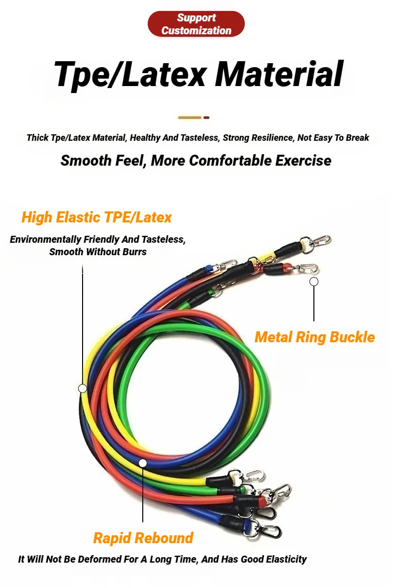 11pcs Resistance Bands Set – Portable Fitness Equipment